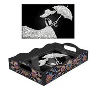 Bandejas de pintura de arte de perlas, bandejas para servir arte de perlas con tapas y asas para organizador del hogar, negro, 19, mujer