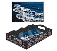 Bandejas de pintura de arte de perlas, bandejas para servir arte de perlas con tapas y asas para organizador del hogar, color negro, 11 ondas