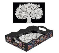 Bandejas de pintura de arte de perlas, bandejas para servir arte de perlas con tapas y asas para organizador del hogar, color negro, 25 árboles