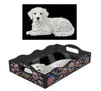 Bandejas de pintura de arte de perlas, bandejas para servir arte de perlas con tapas y asas para organizador del hogar, color negro, 13 perros