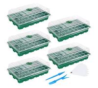 Bandejas de plántulas Bandeja de iniciación de Semillas, Paquete de 5 Mini propagador para Plantas de Invernadero (40 Celdas por Bandeja, Total 200 Celdas), Verde