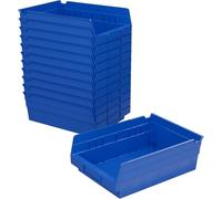 Bandejas de plástico Akro-Mils 30150, papeleras de almacenamiento resistentes para garaje, armario y organización de cajones, 30,48 cm x 16,51 cm x 10,16 cm, azules, paquete de 12