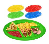 Bandejas de Servir Tacos | 4 Piezas Soporte Para Servicio De Alimentos Con Divisores,Platos Para Tacos Reutilizables - Para Fiestas Cocina Bodas Almuerzos Celebraciones Restaurantes Catering Comercial