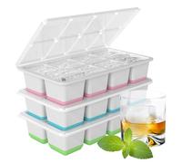 Bandejas de silicona para cubitos de hielo con tapa, moldes cuadrados grandes para whisky, para cócteles, Old Fashioned y batidos, paquete de 3 moldes de cubitos de hielo sin BPA de fácil liberación