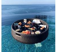 Bandejas flotantes para Servir, Redondas, para mesas y Bares, para Piscinas, Bancos de Arena, spas, baños y Fiestas. Bandeja Flotante para Servir Bebidas, Brunch y Comida en el Agua (Negra, 80 cm).
