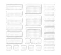 Bandejas organizadoras de cajones - Organizador de cajones de cocina | 25 contenedores de almacenamiento divisores transparentes | Caja de soporte de 4 tamaños para cocina, baño, despensa, oficina