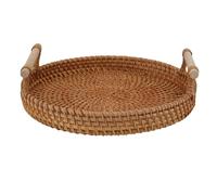 Bandejas para Comida,Bandeja Grande de ratán Servir,Madera té y Fruta con Asas Resistentes,28 x 4cm,solución Almacenamiento versátil la decoración del hogar el Entretenimiento,vari