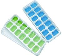 Bandejas para cubitos de hielo, de silicona de fácil liberación y flexible, 14 bandejas para hielo con tapa extraíble resistente a derrames, sin BPA, duradero y apto para lavavajillas, paquete de 2