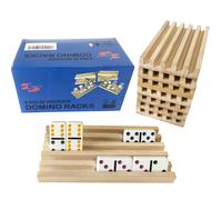 Bandejas para dominó Yuanhe - Juego de 8 soportes de madera para fichas de tren mexicano, rummy y Chickenfoot