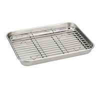 Bandejas para hornear de acero inoxidable, rejilla de enfriamiento de 9x7 pulgadas, bandeja multiusos para horno para hornear, bandeja para horno asado al vapor