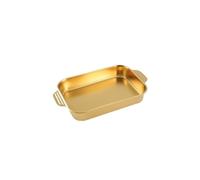 Bandejas Para Horno Bandeja for hornear Rectangular de acero inoxidable con mango, cocina antiadherente, fruta, Pan, pastelería, bandeja for hornear alimentos, utensilios for hornear(33x19x5.3cm Gold)