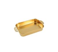 Bandejas Para Horno Bandeja for hornear Rectangular de acero inoxidable con mango, cocina antiadherente, fruta, Pan, pastelería, bandeja for hornear alimentos, utensilios for hornear(37x22x5.3cm Gold)