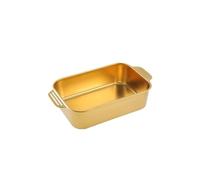 Bandejas Para Horno Bandeja for hornear Rectangular de acero inoxidable con mango, cocina antiadherente, fruta, Pan, pastelería, bandeja for hornear alimentos, utensilios for hornear(37x22x8.8cm Gold)