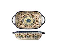 Bandejas para lasaña Cuenco for hornear de doble oreja, plato for, vajilla Retro cerámica for el hogar, cuenco con mango, ensaladera, hondo Para hornear pasteles(27.6cm)