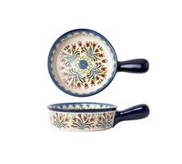 Bandejas para lasaña Cuenco for hornear de doble oreja, plato for, vajilla Retro cerámica for el hogar, cuenco con mango, ensaladera, hondo Para hornear pasteles(16.3cm)