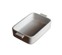 Bandejas para lasaña Plato Rectangular Simple, plato for hornear de doble oreja cerámica rugosa Vintage, horno esmaltado for, for en microondas Para hornear pasteles(Blanco)