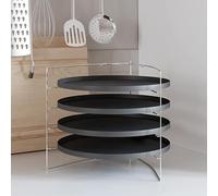 Bandejas Para Pizza De Acero con Revestimiento Antiadherente, Aptas Para Preparar Varias Pizzas a la Vez, bandeja pizza horno, Platos De Pizza, Negro, Set 4 Unidades Ø28 cm