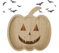 Bandejas para servir comida - platos de bocadillos de madera, tablas de murciélagos fantasmas de calabaza de Halloween | Bandeja de charcutería decorativa con diseño festivo para aperitivos de fiesta,