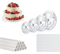 Bandejas para Tartas, 4 Tableros de Pastel, 24 Varillas de Soporte Tacos para Tartas