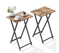 Bandejas plegables para TV, mesa plegable pequeña, juego de 2 bandejas de TV, bandeja de cena de TV, mesa auxiliar para cama, sofá, portátil, fácil de mover, marrón rústico