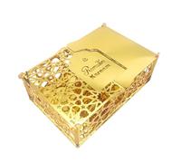 Bandejas Ramadán con tapa, caja de dulces dorada, de acrílico, Ramadán, bandeja de comida, Eid Mubarak, decoración de mesa, bandeja de postre Ramadán para Eid Mubarak, suministros de fiesta