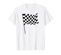 Bandera a Cuadros ondeando Camiseta gráfica económica, Hombre, Blanco, M