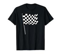 Bandera a Cuadros ondeando Camiseta gráfica económica, Hombre, Negro, XL