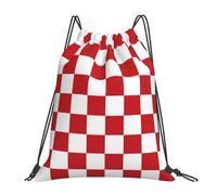 Bandera A Cuadros Roja Y Blanca De La Carrera Unisex Mochila De Cuerdas Impermeable Mochila Con Cordón Plegable Bolsa De Deporte Para Acampada Viaje Yoga