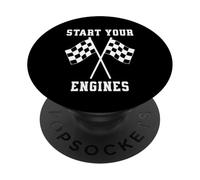Bandera a Cuadros Start Your Engines Race Mom PopSockets PopGrip Adhesivo