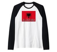 Bandera albanesa de Albania Hombres Mujeres Niños Albania Camiseta Manga Raglan