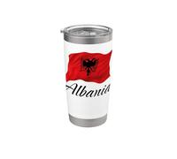 Bandera albanesa de Albania Patriótica Balcanes Hombres Mujeres Niños Vaso térmico de acero inoxidable de doble pared