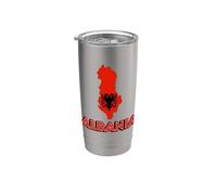 Bandera albanesa de Albania patriótica para hombres, mujeres y niños Vaso térmico de acero inoxidable de doble pared