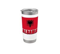 Bandera Albanesa Patriótica Hombres Mujeres Niños Albania Vaso térmico de acero inoxidable de doble pared