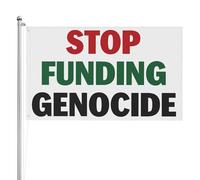 Bandera "Alto a la financiación del genocidio" 2x3 Oren por Palestina Banderas de jardín Pancarta de doble cara de 3 capas Letreros para patio