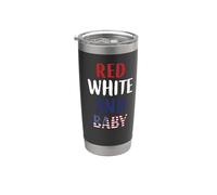 Bandera Americana Bebé Rojo Blanco Azul Embarazo Mamá Vaso térmico de acero inoxidable de doble pared