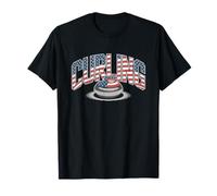 Bandera Americana Curling Camiseta Rizador Piedra Deslizante Camiseta