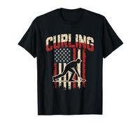 Bandera Americana Curling Camiseta Rizador Piedra Deslizante Camiseta