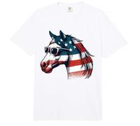 Bandera Americana de Caballo Estados Unidos 4 de Julio Animales de Granja América Comfort Colors Adult Heavyweight T-Shirt
