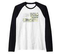 Bandera Americana de Camuflaje de EE. UU. Día patriótico de los Veteranos Camiseta Manga Raglan