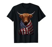 Bandera Americana de Estados Unidos, 4 de Julio, Vaca patriótica de Las Tierras Altas Camiseta