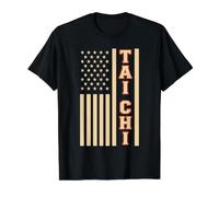 Bandera Americana de meditación de Artes Marciales de Tai Chi Camiseta gráfica económica, Hombre, Negro, XL