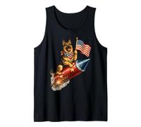 Bandera Americana de Pastor alemán del 4 de Julio Camiseta sin Mangas