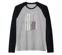 Bandera Americana Delgada de línea Verde roja Azul Camiseta Manga Raglan