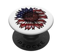 Bandera Americana Girasol, 4 de Julio, América patriótica PopSockets PopGrip Adhesivo