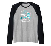 Bandera Americana I Wear Teal For My Best Friend Cervical Cancer Camiseta Manga Raglan