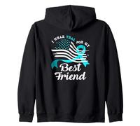 Bandera Americana I Wear Teal For My Best Friend Cervical Cancer Sudadera con Capucha