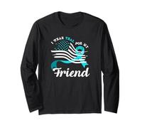 Bandera Americana I Wear Teal For My Friend Cervical Cancer Manga Larga
