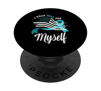 Bandera Americana I Wear Teal For Myself Cáncer de Cuello uterino PopSockets PopGrip Adhesivo