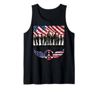 Bandera americana militar paz águila voladora alas patrióticas Camiseta sin Mangas