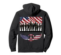 Bandera americana militar paz águila voladora alas patrióticas Sudadera con Capucha